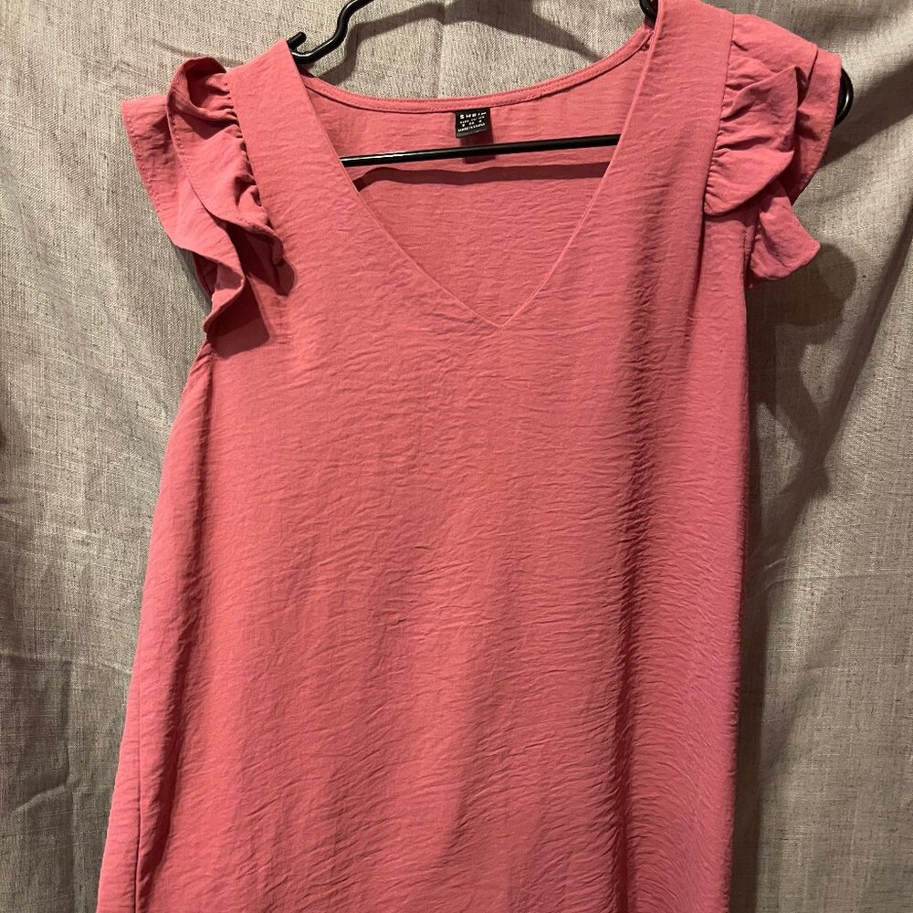 Womens Pink Short Sleeve SHEIN Blouse